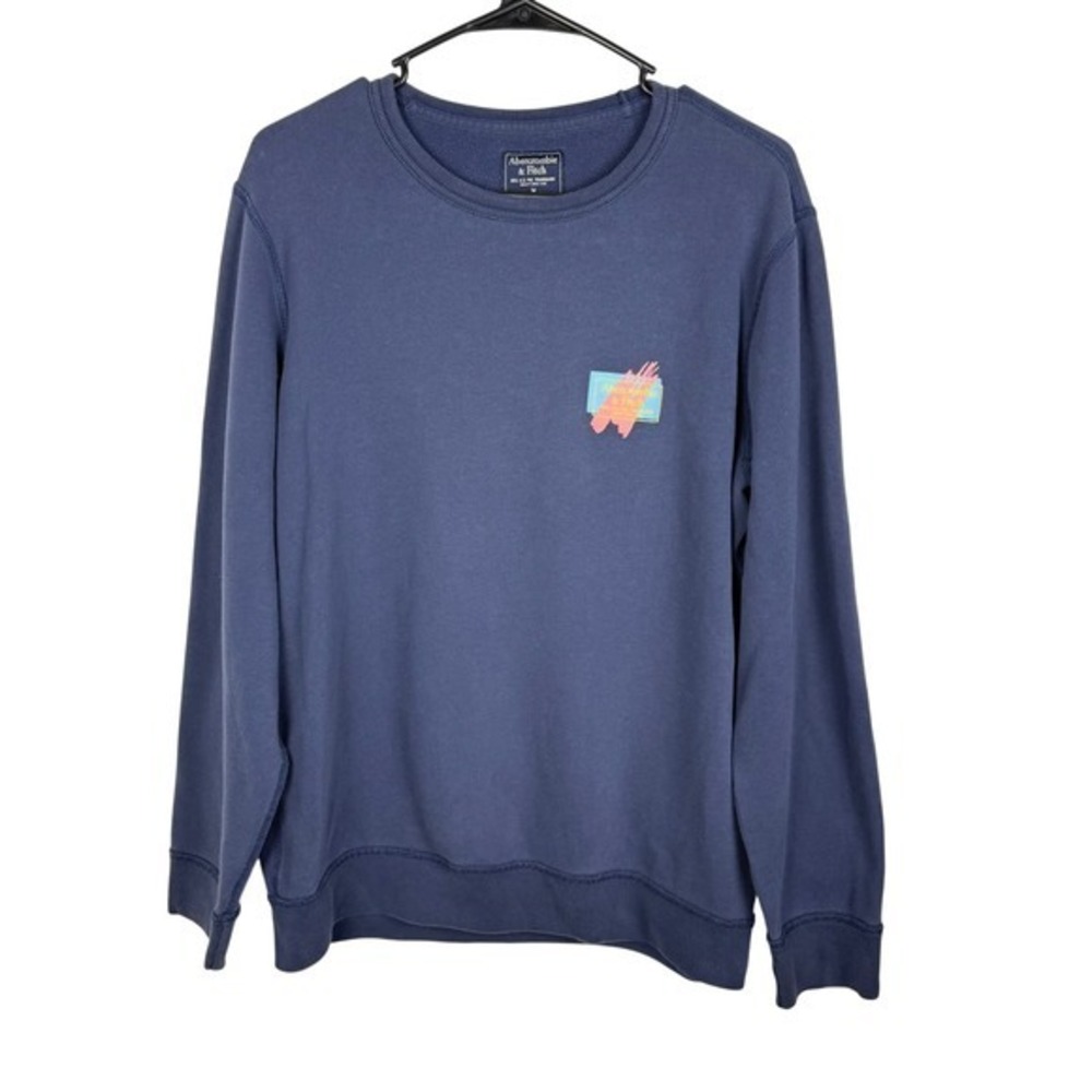 Abercrombie & Fitch Men's Vintage Y2K Blue Graphic Crewneck Sweatshirt- Size M